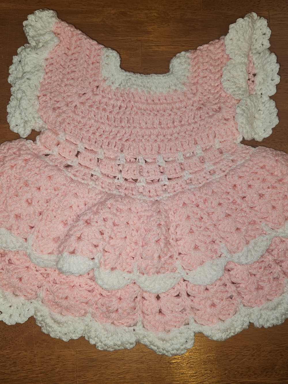 Handmade Pink & Cream Crochet Baby Dress - Kids Accessories